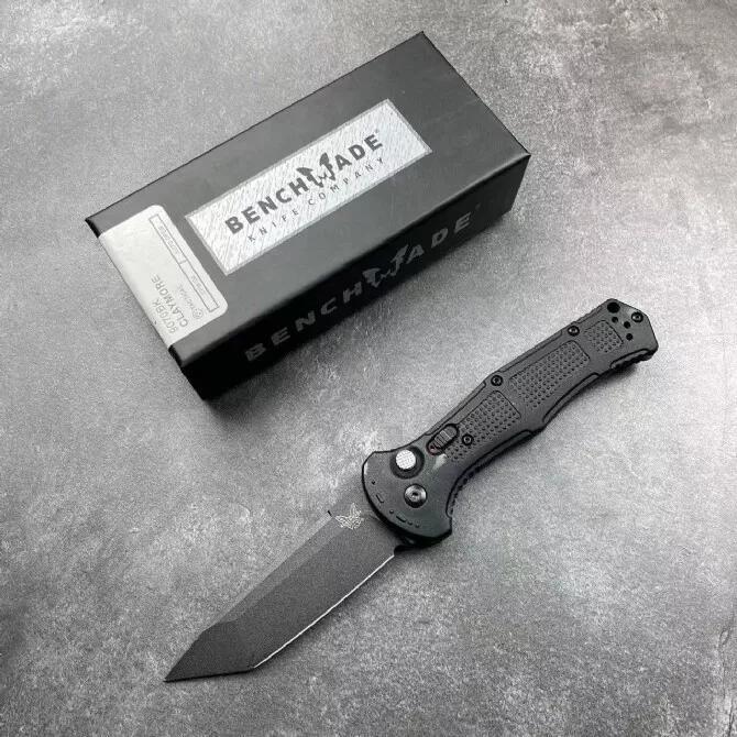 BM 9071BK Claymore AUTO Folding Knife 3.81" CPM-D2 Drop Point Plain Blade, Grivory Handles 9071BK-1