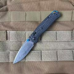 BM Mini 533 Bugout AXIS Folding Knife 2.75" Damascus Plain Blade, Carbon Fiber Handles - 533-3