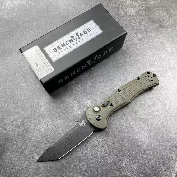BM 9071BK Claymore AUTO Folding Knife 3.81" CPM-D2 Drop Point Plain Blade, Grivory Handles 9071BK-1