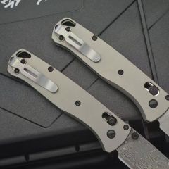 BM 535 Bugout AXIS Folding Knife 3.15" Damascus/D2 Satin Plain Blade, TC4 Handles