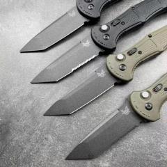 BM 9071BK Claymore AUTO Folding Knife 3.81" CPM-D2 Drop Point Plain Blade, Grivory Handles 9071BK-1