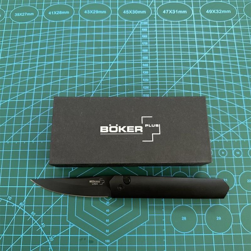 Boker Plus Kwaiken AUTO Folding Knife 3.5" 154CM Blade, Black Aluminum Handles
