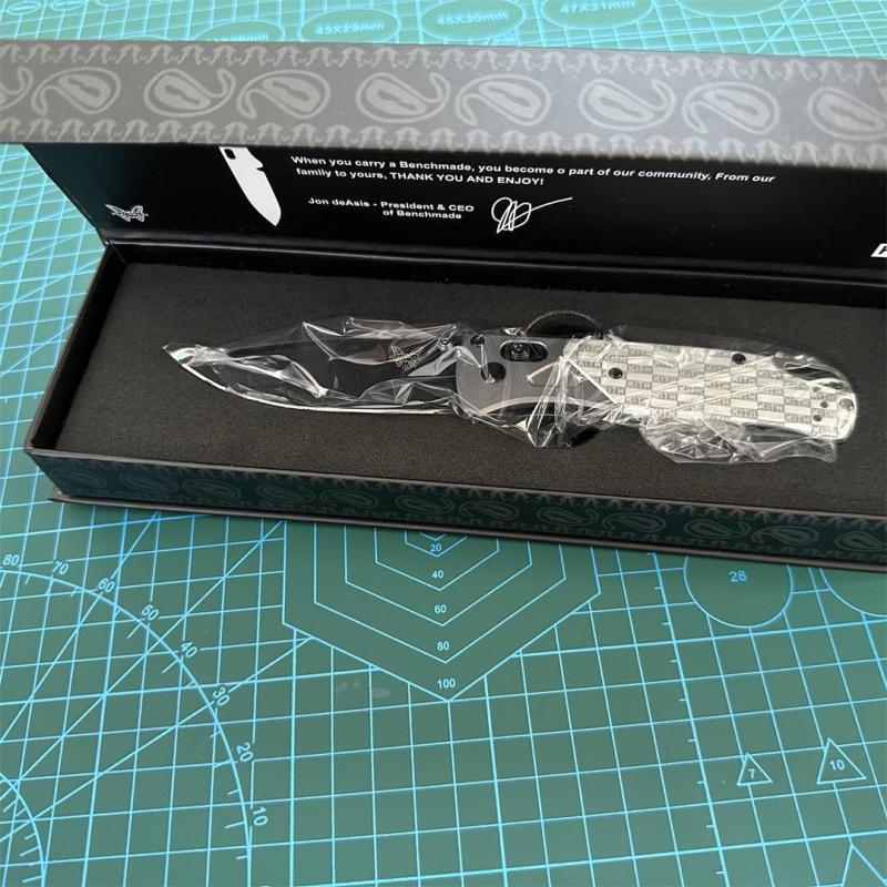 Limited Edition BM 535 Bugout AXIS Folding Knife 3.15" D2 Satin Plain Blade, Aluminum Handles