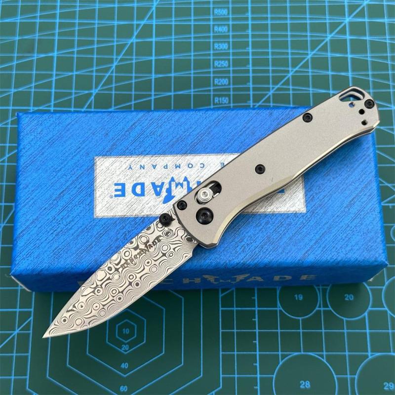 BM Mini 533 Bugout AXIS Folding Knife 2.75" S90V/Damascus Plain Blade, TC4 Handles - 533-3