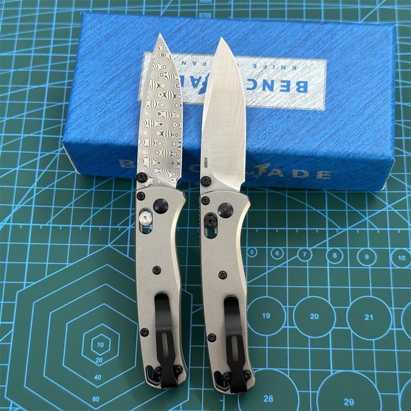 BM Mini 533 Bugout AXIS Folding Knife 2.75" S90V/Damascus Plain Blade, TC4 Handles - 533-3