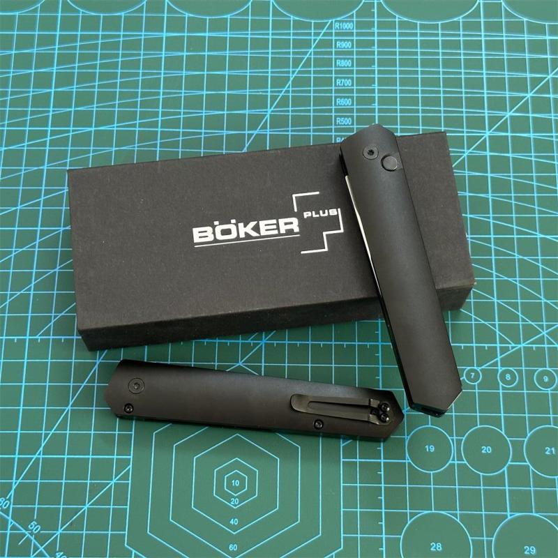Boker Plus Kwaiken AUTO Folding Knife 3.5" 154CM Blade, Black Aluminum Handles