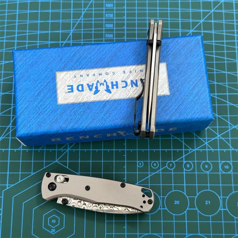 BM Mini 533 Bugout AXIS Folding Knife 2.75" S90V/Damascus Plain Blade, TC4 Handles - 533-3