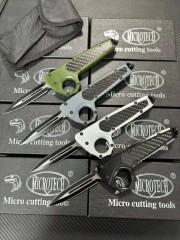 MT Ring Boxing Knuckles OTF Auto Knife 3.46" 440 Plain Blade, Carbon Fiber + Alloy Handles