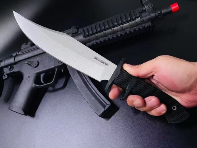 Cold Steel 39L Marauder Fixed Blade Knife 9" AUS 8A Bowie Plain Blade, Kray-Ex Handles, Secure-Ex Sheath