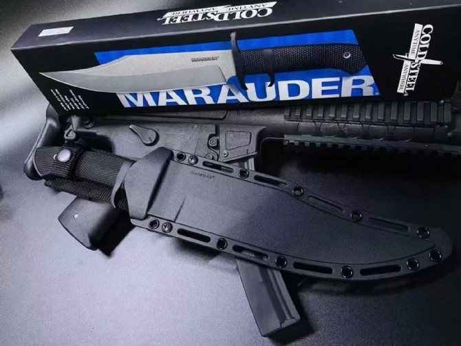 Cold Steel 39L Marauder Fixed Blade Knife 9" AUS 8A Bowie Plain Blade, Kray-Ex Handles, Secure-Ex Sheath