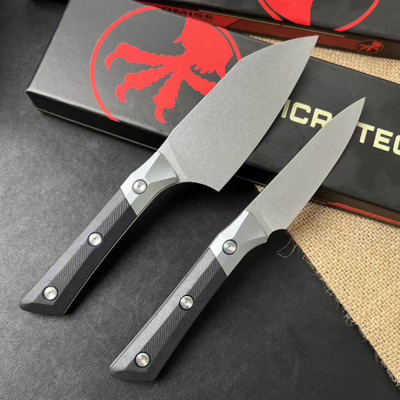MT SanDe Kitchen Fixed Blade Knife 4.53" 5cr13 Blade, Aluminum Ally+G10 Handles