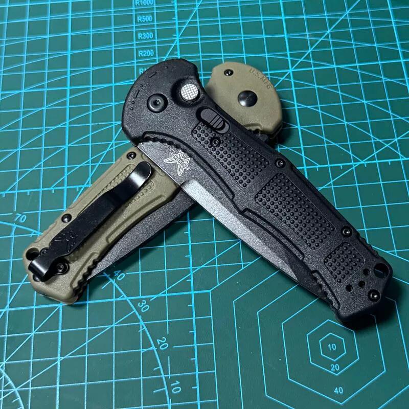 BM 9071BK Claymore AUTO Folding Knife 3.81" CPM-D2 Serrated Blade, Grivory Handles 9071BK-1