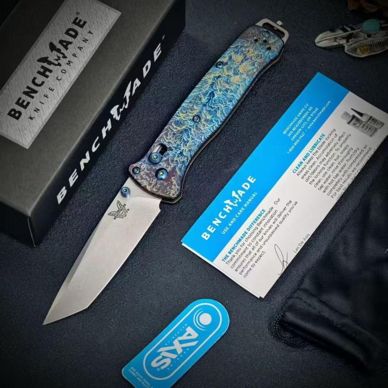 BM Bailout AXIS Folding Knife 3.34" M390 Tanto Plain Blade, TC4 Handles - 537BK-1