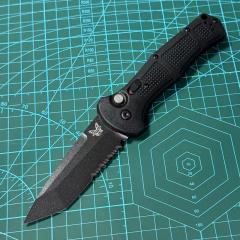BM 9071BK Claymore AUTO Folding Knife 3.81" CPM-D2 Serrated Blade, Grivory Handles 9071BK-1