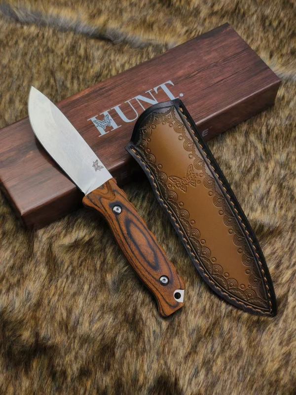 BM Hunt Skinner Fixed Blade Knife 3.86" N690 Drop Point, Wood Handles - 15002