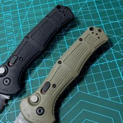 BM 9071BK Claymore AUTO Folding Knife 3.81" CPM-D2 Serrated Blade, Grivory Handles 9071BK-1