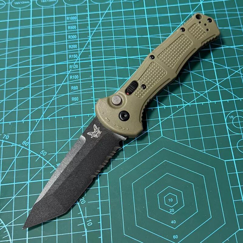 BM 9071BK Claymore AUTO Folding Knife 3.81" CPM-D2 Serrated Blade, Grivory Handles 9071BK-1
