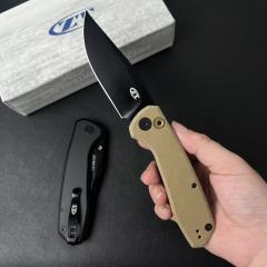 ZT 0512 AUTO Folding Knife 3.54" CPM-D2 Clip Point Blade, Natural Canvas Micarta Handles
