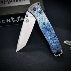 BM Bailout AXIS Folding Knife 3.34" M390 Tanto Plain Blade, TC4 Handles - 537BK-1