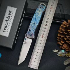 BM Bailout AXIS Folding Knife 3.34" M390 Tanto Plain Blade, TC4 Handles - 537BK-1
