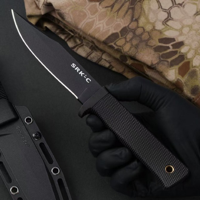 Cold Steel 49LCKD SRK Compact Survival Rescue Knife Fixed 5" Black SK-5 Blade, Kray-Ex Handle