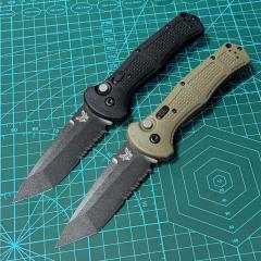 BM 9071BK Claymore AUTO Folding Knife 3.81" CPM-D2 Serrated Blade, Grivory Handles 9071BK-1
