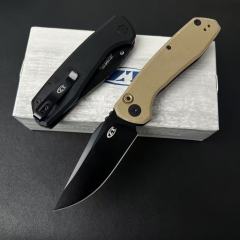 ZT 0512 AUTO Folding Knife 3.54" CPM-D2 Clip Point Blade, Natural Canvas Micarta Handles