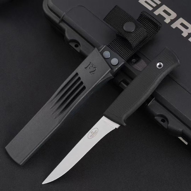 F2 Survival Fixed Blade Knife 4.33" Satin Lam.VG10 Blade, TPR Handle and Sheath