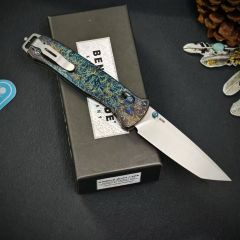 BM Bailout AXIS Folding Knife 3.34" M390 Tanto Plain Blade, TC4 Handles - 537BK-1
