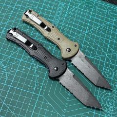 BM 9071BK Claymore AUTO Folding Knife 3.81" CPM-D2 Serrated Blade, Grivory Handles 9071BK-1