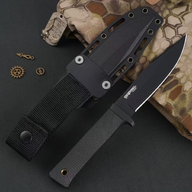 Cold Steel 49LCKD SRK Compact Survival Rescue Knife Fixed 5" Black SK-5 Blade, Kray-Ex Handle