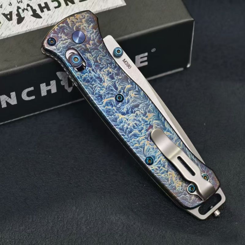 BM Bailout AXIS Folding Knife 3.34" M390 Tanto Plain Blade, TC4 Handles - 537BK-1