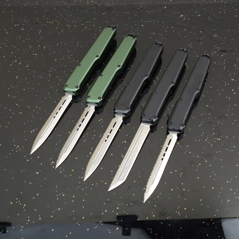 Mini SLM Combat OTF Knife 3.35" CPM-D2 Satin Blade, Aluminum Alloy Handles