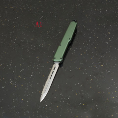 Mini SLM Combat OTF Knife 3.35" CPM-D2 Satin Blade, Aluminum Alloy Handles