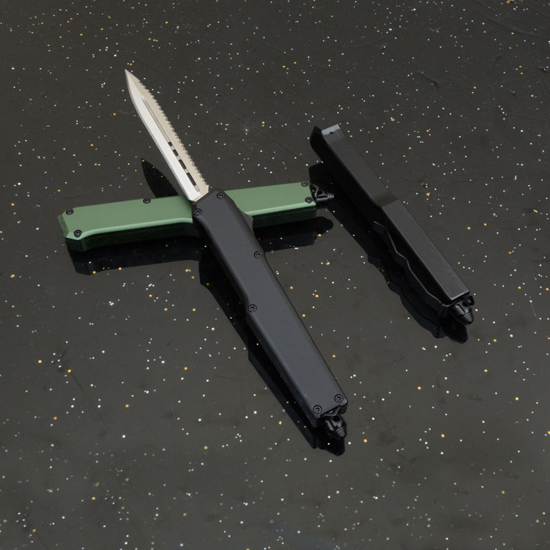 Mini SLM Combat OTF Knife 3.35" CPM-D2 Satin Blade, Aluminum Alloy Handles