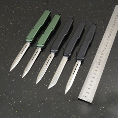 Mini SLM Combat OTF Knife 3.35" CPM-D2 Satin Blade, Aluminum Alloy Handles