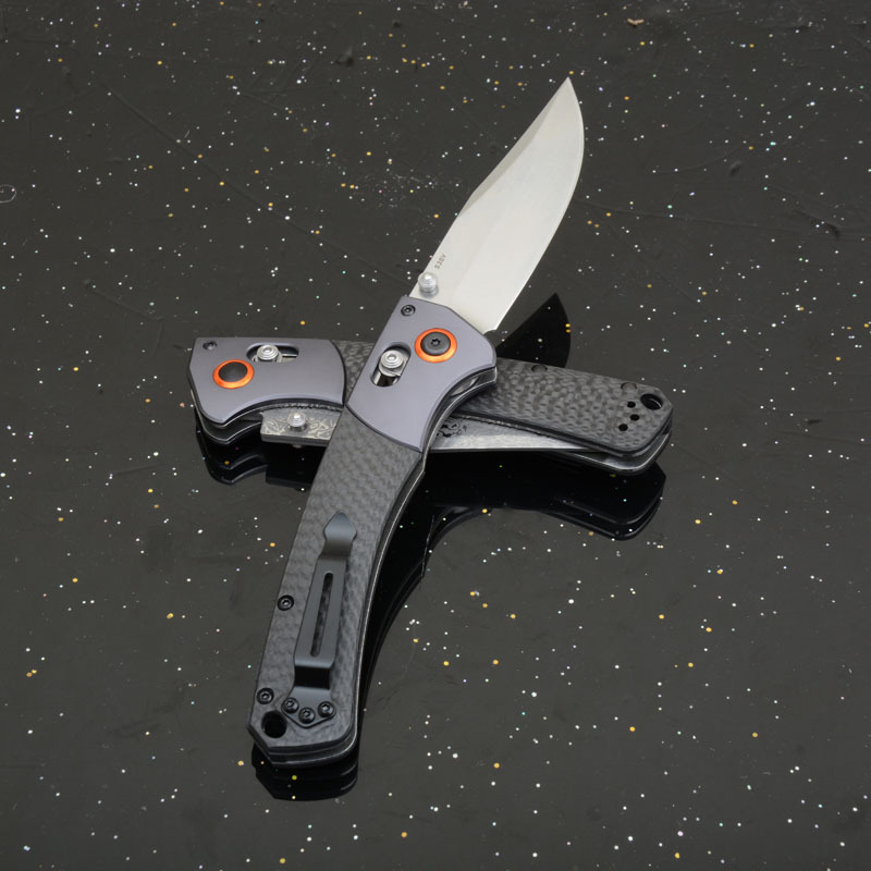 BM 15080-1 Hunt Crooked River Folding 3.97" S30V/Damascus Clip Point Blade, Carbon Fiber Handles