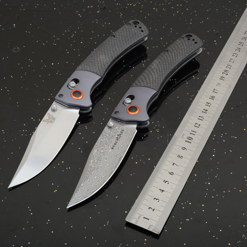 BM 15080-1 Hunt Crooked River Folding 3.97" S30V/Damascus Clip Point Blade, Carbon Fiber Handles