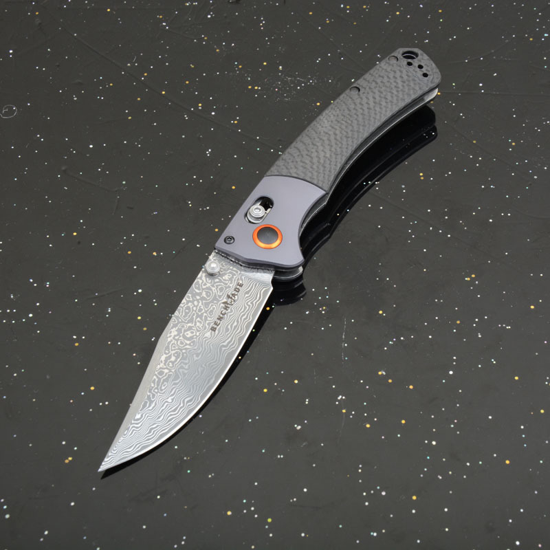 BM 15080-1 Hunt Crooked River Folding 3.97" S30V/Damascus Clip Point Blade, Carbon Fiber Handles