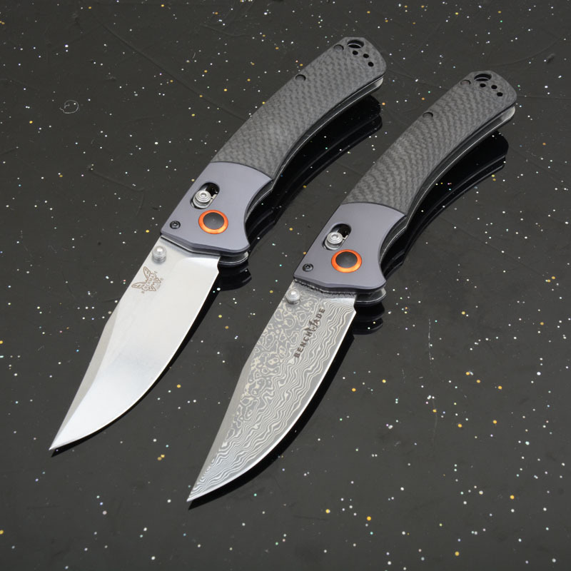 BM 15080-1 Hunt Crooked River Folding 3.97" S30V/Damascus Clip Point Blade, Carbon Fiber Handles