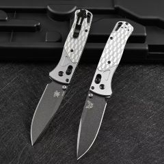 Limited Edition BM 535BK-2501 Bugout AXIS Folding Knife 3.15" D2 Satin Plain Blade, Aluminum Handles