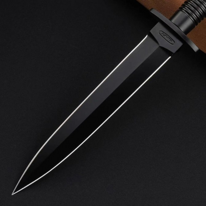 Mikov Fixed Blade Knife 6.5" AUS-10 Double Edge Blade, Stainless Steel Handles