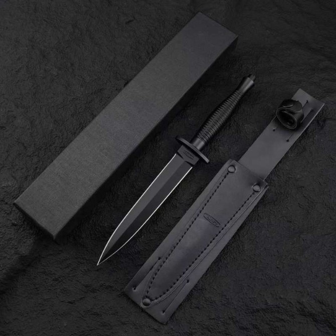 Mikov Fixed Blade Knife 6.5" AUS-10 Double Edge Blade, Stainless Steel Handles