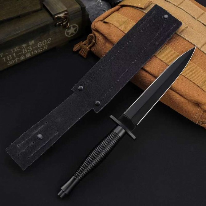 Mikov Fixed Blade Knife 6.5" AUS-10 Double Edge Blade, Stainless Steel Handles