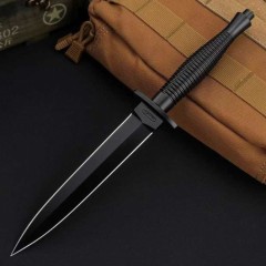 Mikov Fixed Blade Knife 6.5" AUS-10 Double Edge Blade, Stainless Steel Handles