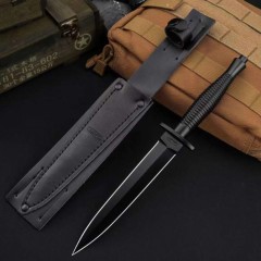 Mikov Fixed Blade Knife 6.5" AUS-10 Double Edge Blade, Stainless Steel Handles