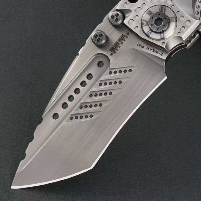 Miller Bros.BIsdes T1 Folding Blade Knife 4.13" VG-10 Combo Tanto Blade, TC4 Handles