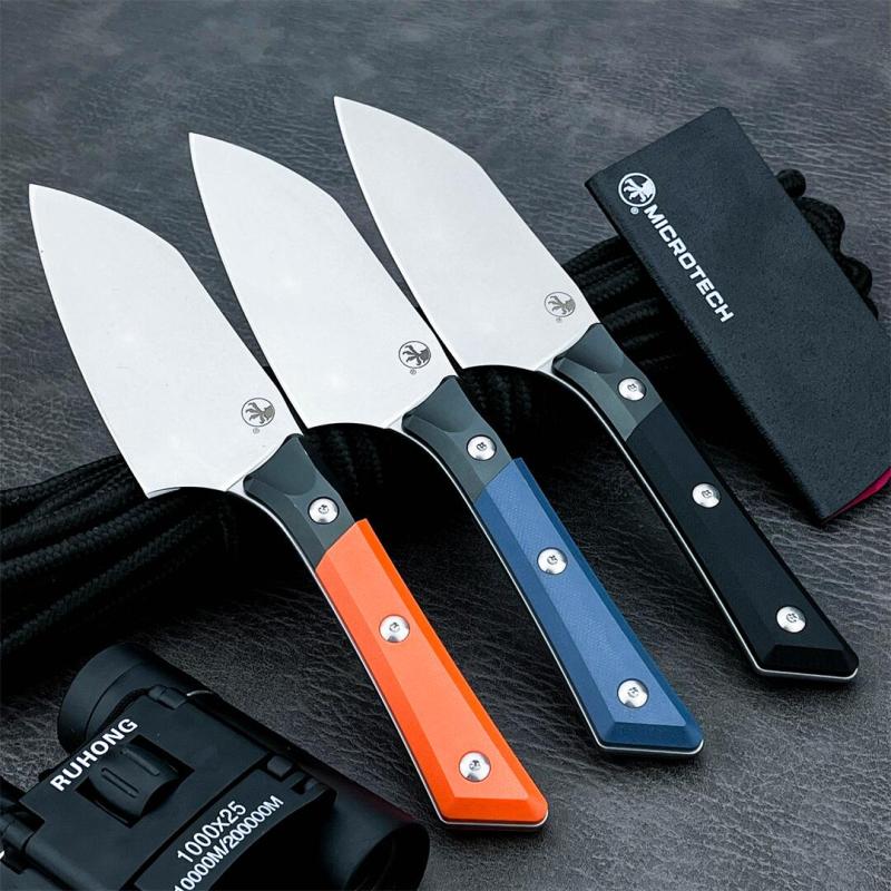 MT Kitchen Fixed Blade Knife 4.53" D2 Blade, Aluminum Alloy+G10 Handles