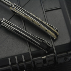 ZT 099 Flipper Knife 3.26" 8Cr13mov Stonewashed Drop Point Blade, G10 Handles with Steel Overlay