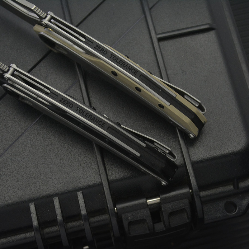 ZT 099 Flipper Knife 3.26" 8Cr13mov Stonewashed Drop Point Blade, G10 Handles with Steel Overlay